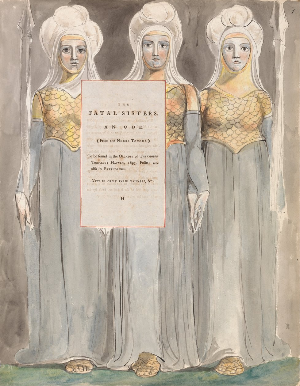 The Poems of Thomas Gray, Design 67, The Fatal Sisters. av William Blake