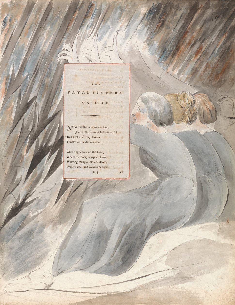 Thomas Greys dikter, Design 71, The Fatal Sisters. av William Blake