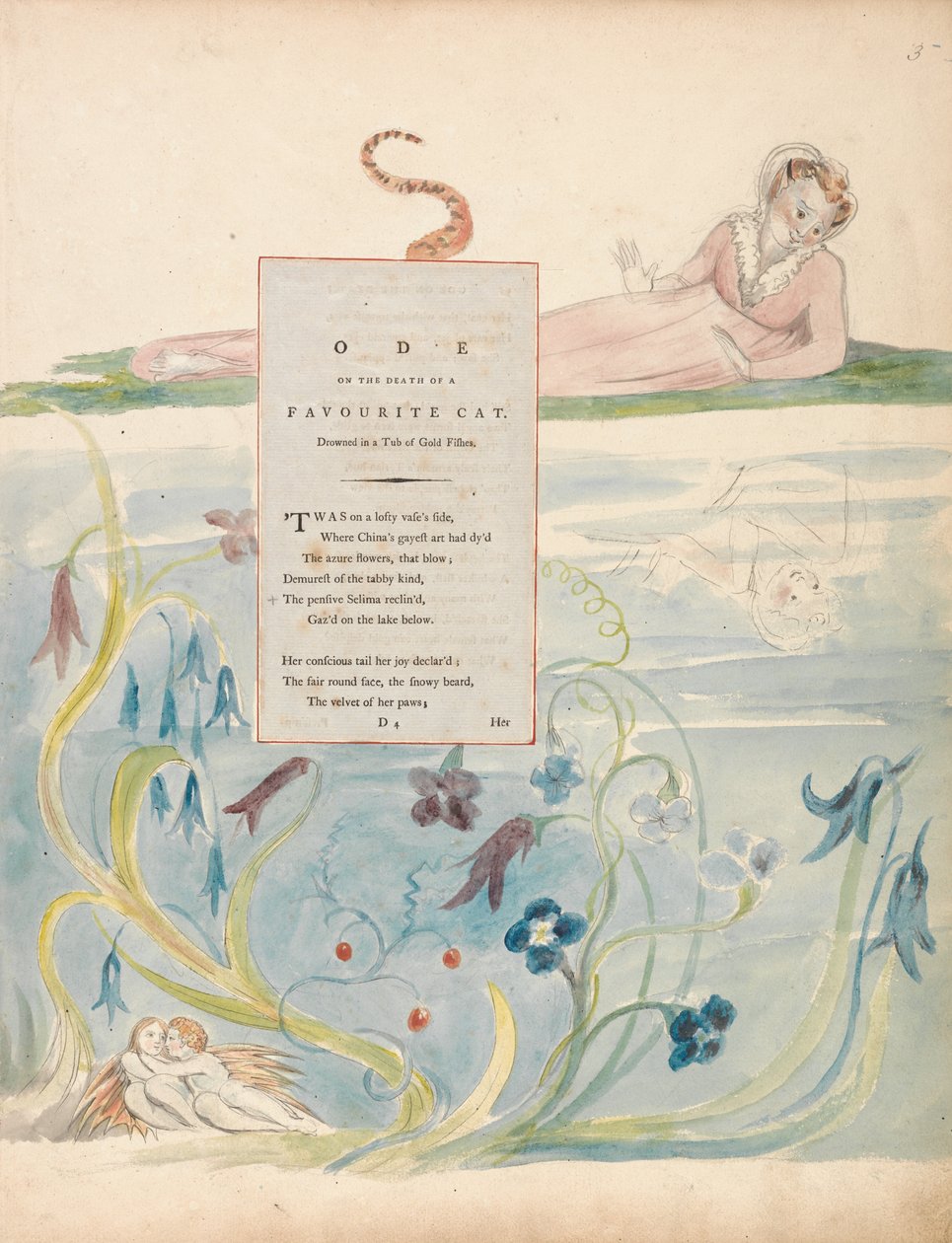 The Poems of Thomas Gray, Design 9, Ode on the Death of a Favourite Cat. av William Blake