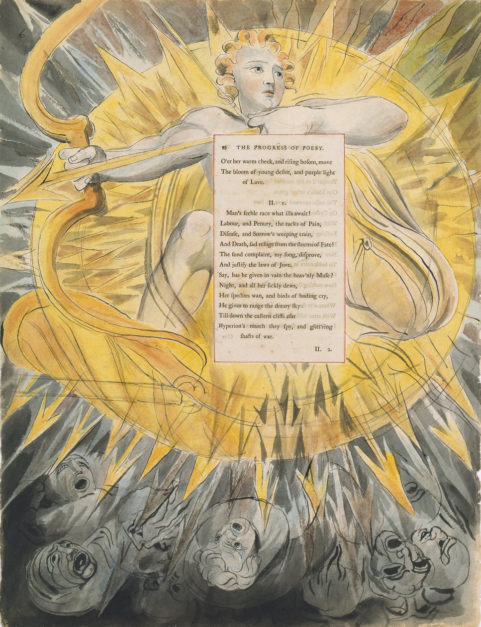 The Progress of Poesy, från "The Poems of Thomas Gray", publicerad 1797-98 (wc och svart bläck på papper) av William Blake