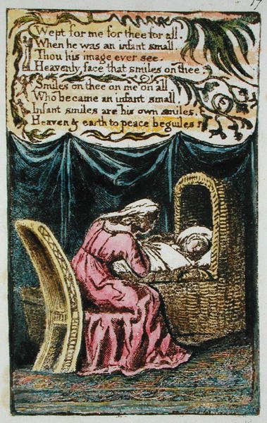 Grät för mig... illustration från Songs of Innocence and of Experience (Bentley Copy L) pl.17 (Bentley 17) 1789-94 (reliefetsning med penna & wc på papper) av William Blake