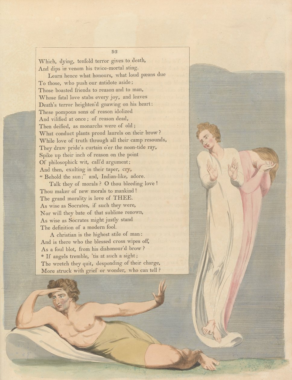 Youngs Night Tanker, Sida 93, Om änglar darrar, är det vid en sådan syn av William Blake