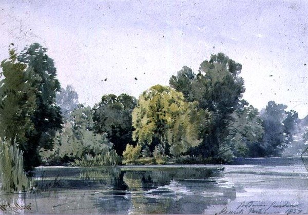 Utsikt i den botaniska trädgården, Regents Park av William Callow