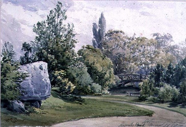 Utsikt i den botaniska trädgården, Regents Park av William Callow