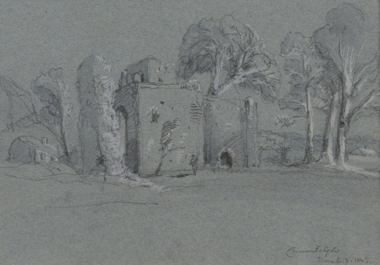 Cranleigh, 2 november 1843 (penna på grått papper markerat med vitt) av William Cave Thomas