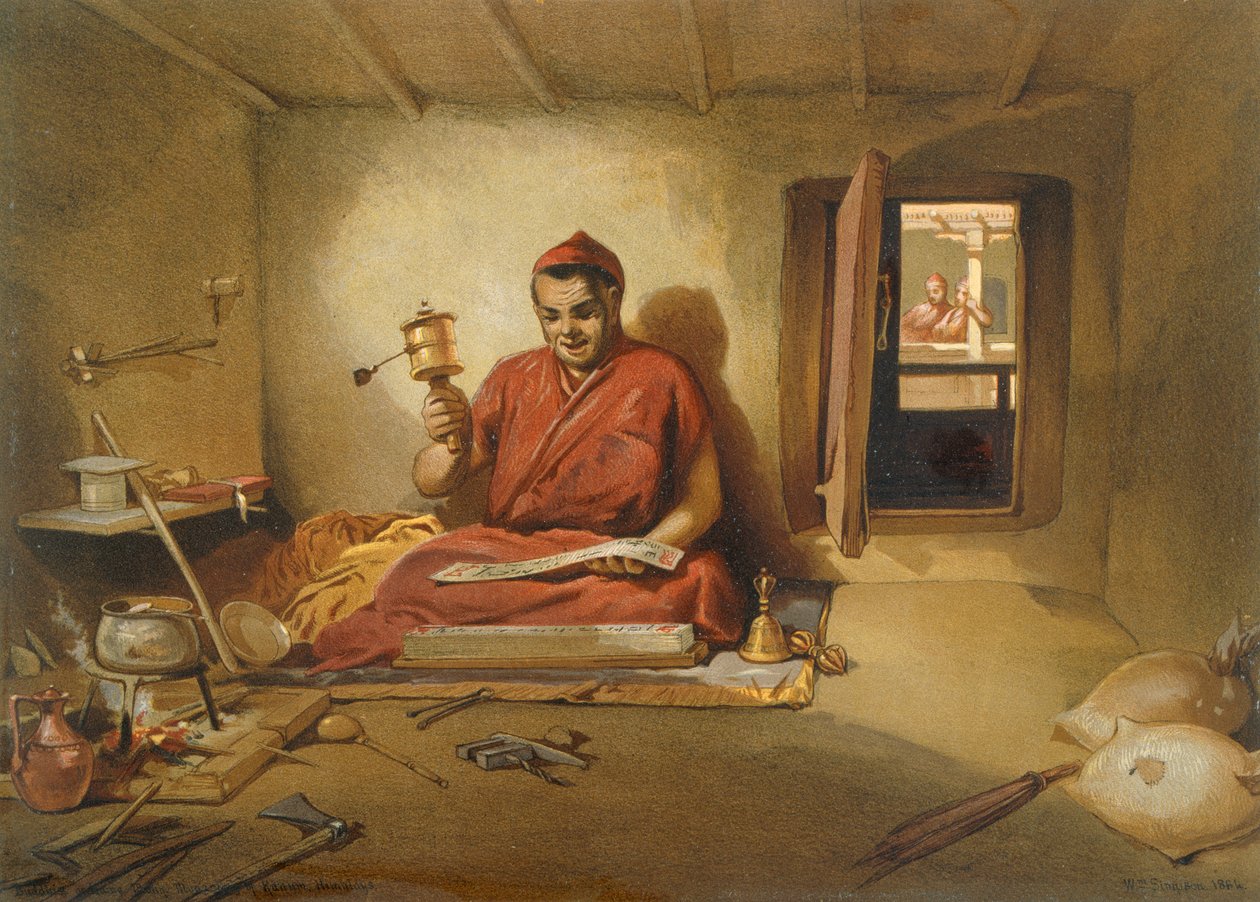 En buddhistisk munk, från "India Ancient and Modern", 1867 av William Crimea Simpson