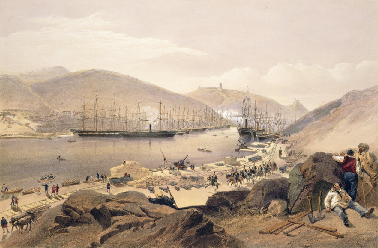 Balaklava, platta från "The Seat of War in the East", utgiven av Paul und Dominic Colnaghi und Co. 1856. av William Crimea Simpson