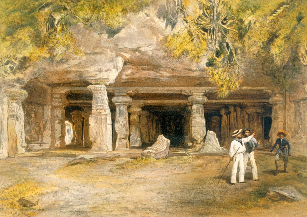 The Cave of Elephanta, från "India Ancient and Modern", 1867 av William Crimea Simpson