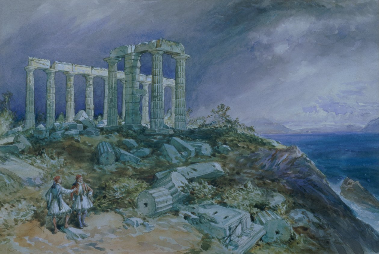 Poseidons tempel, Sunium, 1877 av William Crimea Simpson