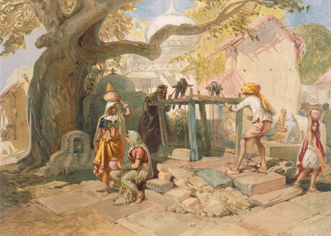The Village Well, från "India Ancient and Modern", 1867 av William Crimea Simpson