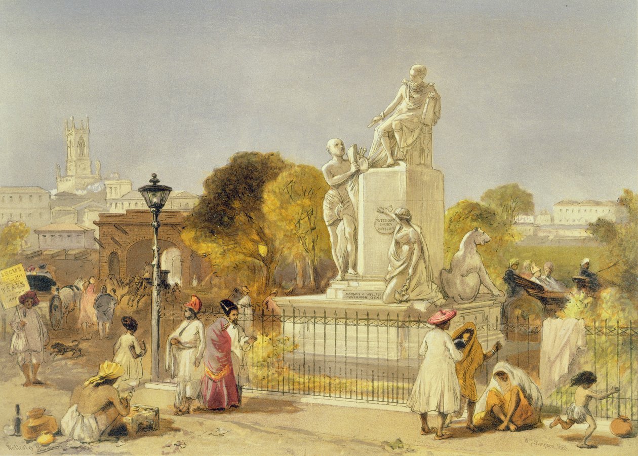 Wellesley-monumentet, Bombay, 1863 (kromolit) av William Crimea Simpson