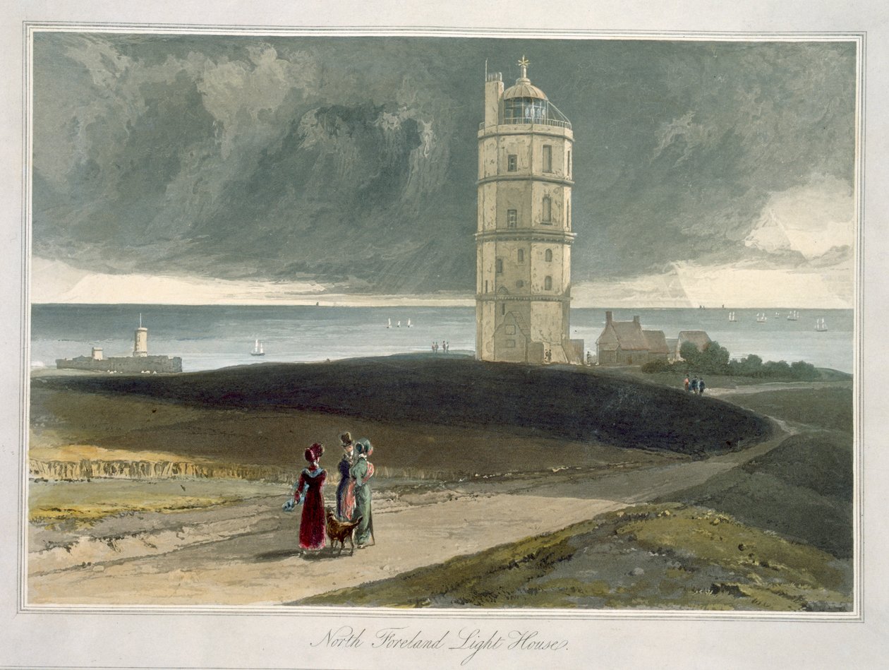 North Foreland Lighthouse, från "A Voyage Around Great Britain Undertaken between the Years 1814 and 1825" publicerad 1829 av William Daniell