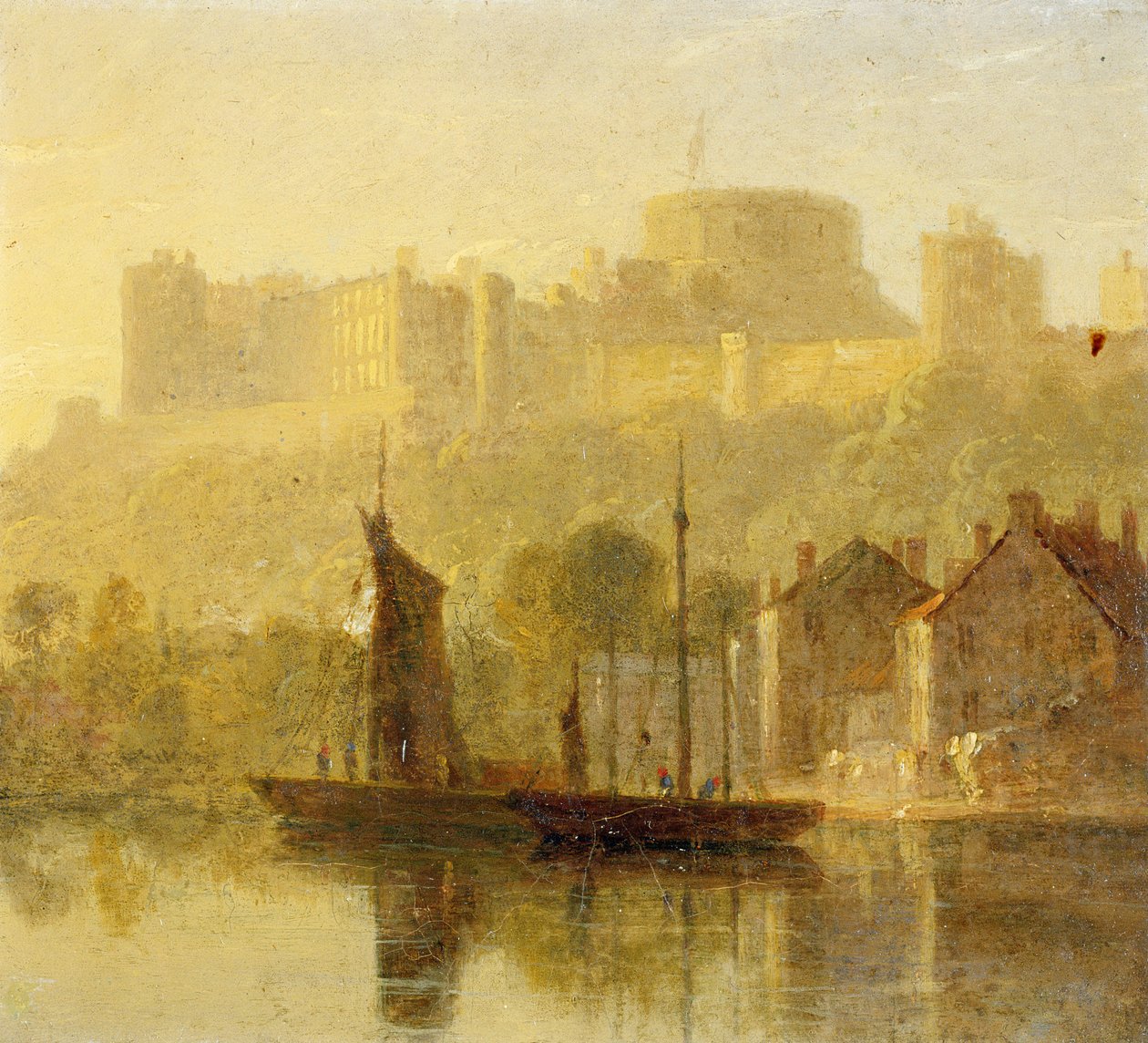 Windsor Castle från Themsen (olja på kvarnbräda) av William Daniell