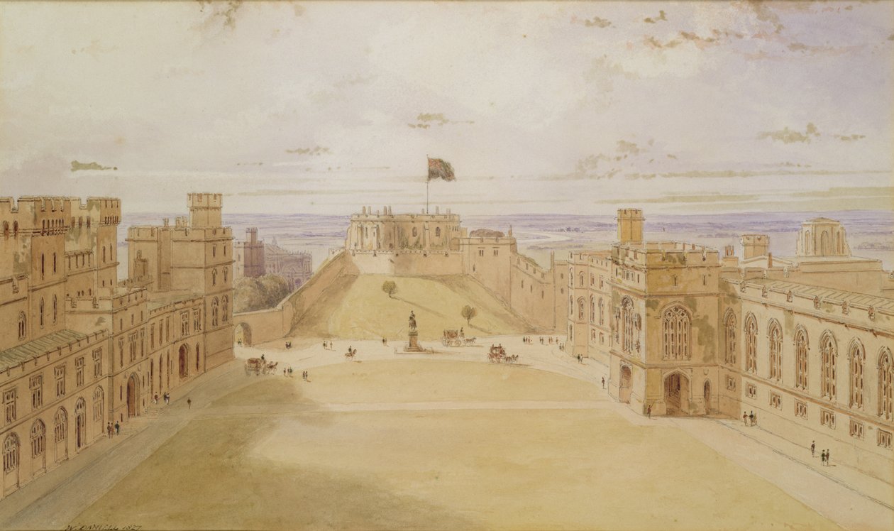 Windsor Castle, the Quadrangle, 1827 (wc på papper) av William Daniell
