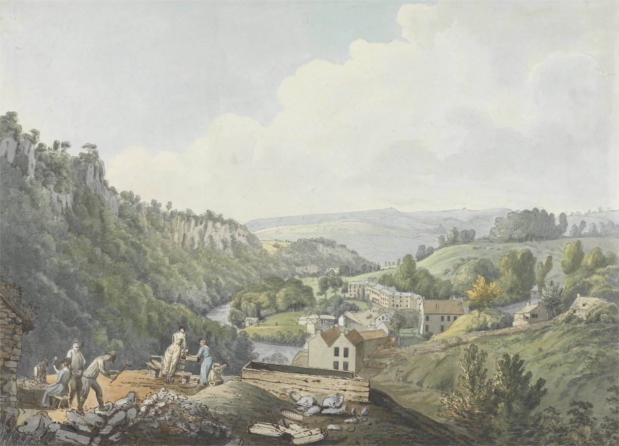 Matlock Baths, Derbyshire, ca 1789 (wc, penna och brunt bläck, grafit och tvätt på lagt papper) av William Day