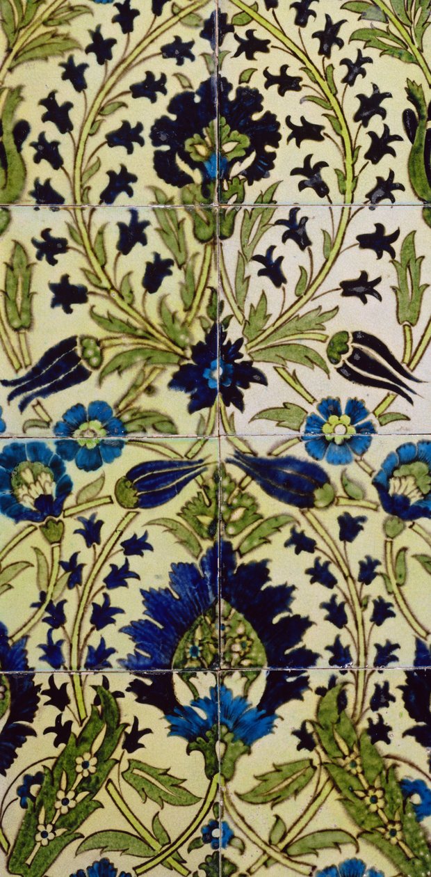 Kakelpanel med persiskt blommönster (keramik) av William de Morgan