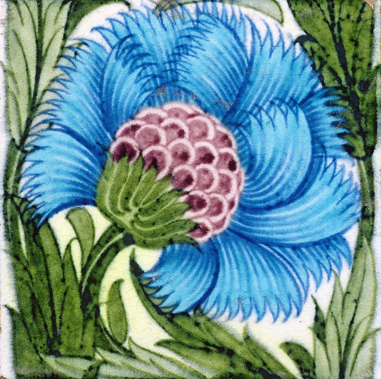 Kakel med blommönster i persisk stil (keramik) av William de Morgan