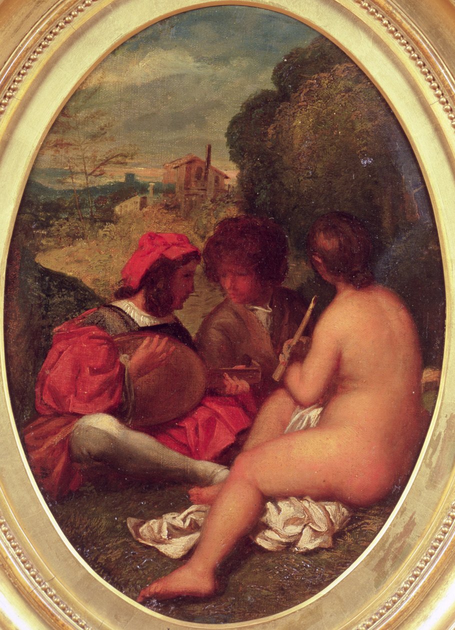Le Concert Champetre, efter Titian (olja på duk ombord) av William Etty