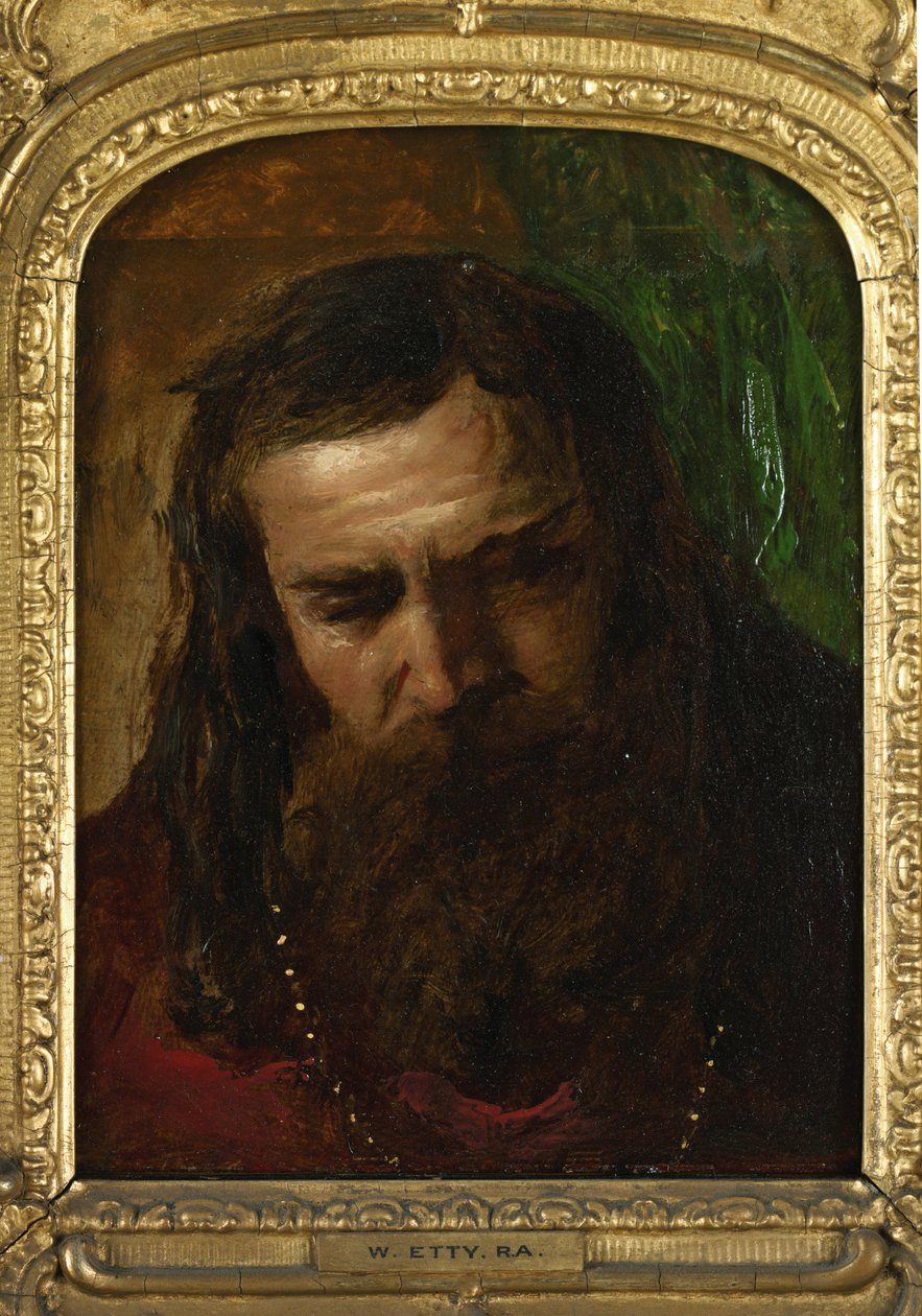 Porträtt av en man (olja på papper på panelen) av William Etty