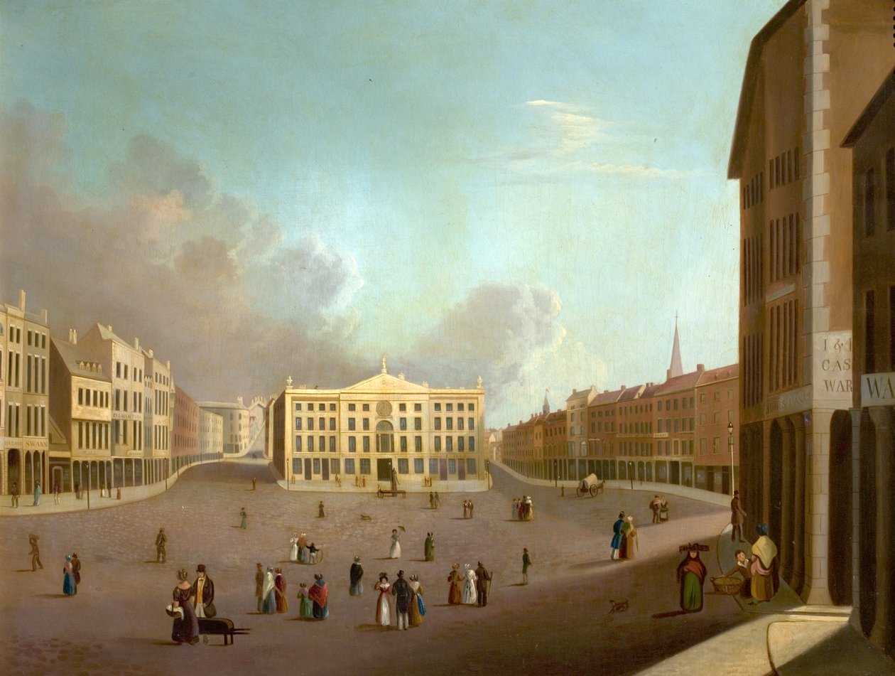 Nottingham Market Place, ca 1827 av William Goodacre