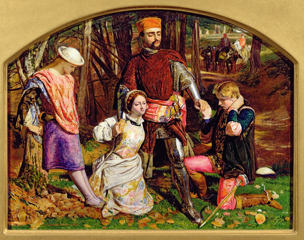 Valentine räddar Silvia från Proteus, 1851 (se 104475) av William Holman Hunt