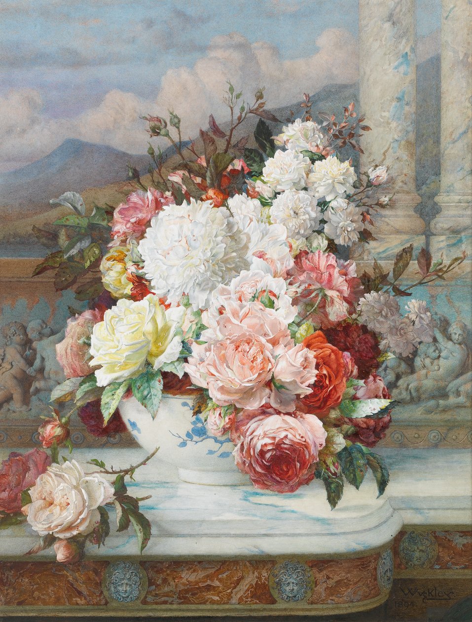 Rosor på en marmoravsats, 1894 av William Jabez Muckley