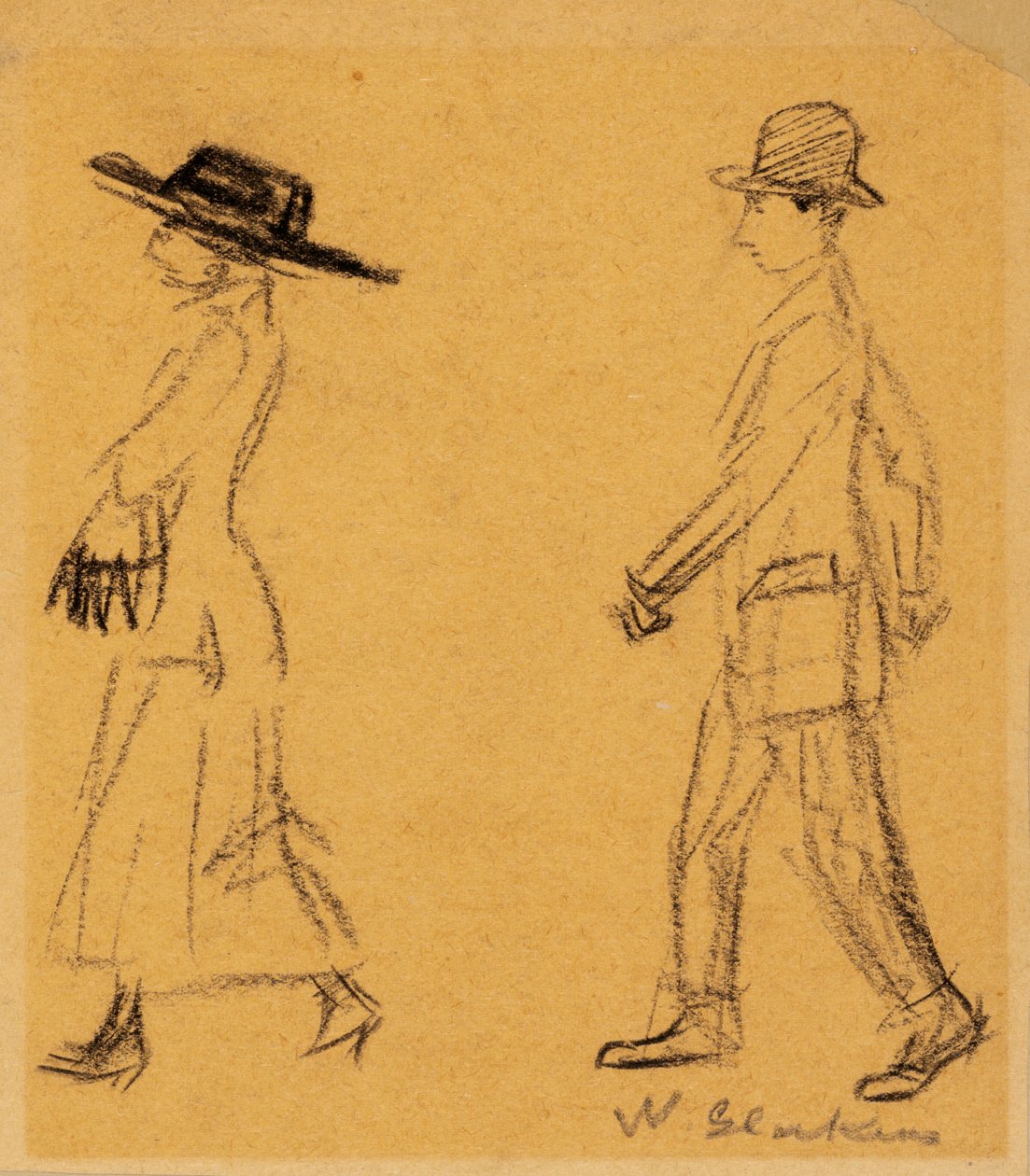 Man följer kvinnan (kol på papper) av William James Glackens