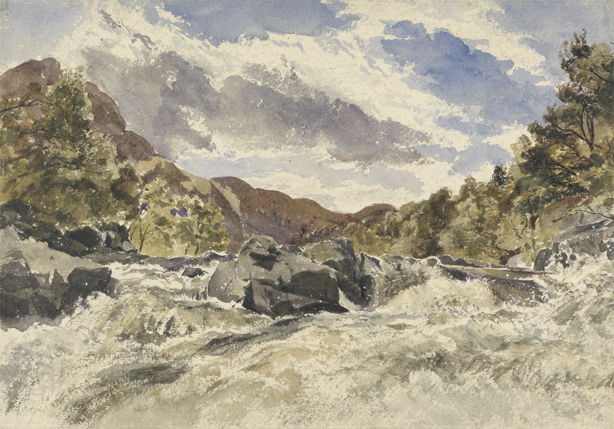 A Mountain Torrent (wc på papper) av William James Muller