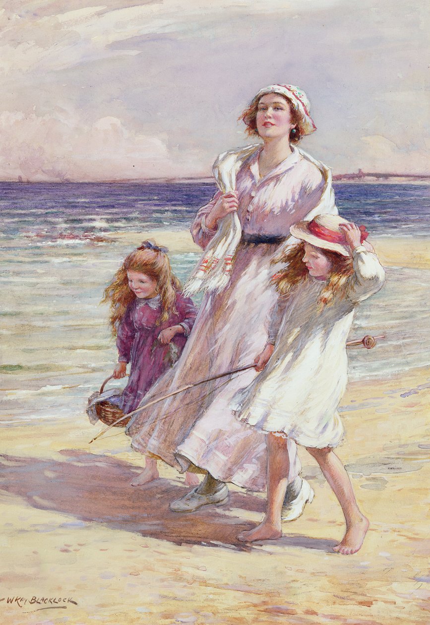 En luftig dag vid havet (wc och penna på papper) av William Kay Blacklock