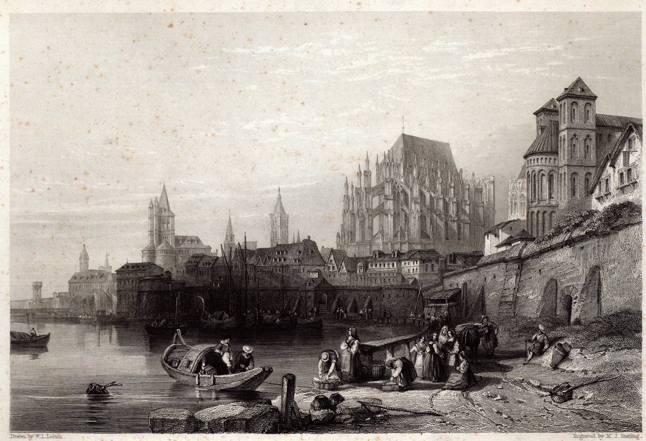 Staden Köln, graverad av M.J. Sterling av William Leighton Leitch
