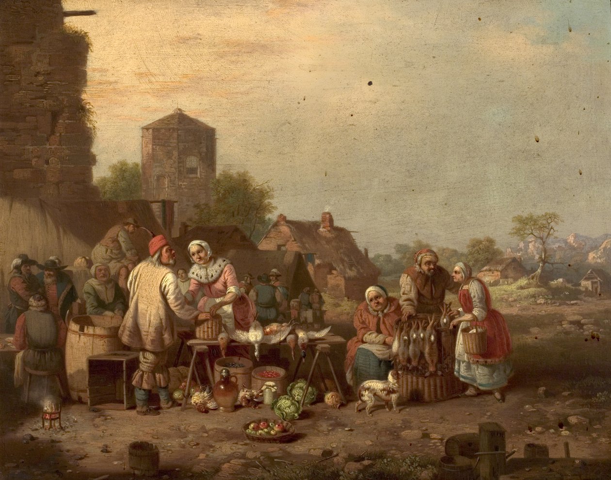 Village Market Scen av William Malbon