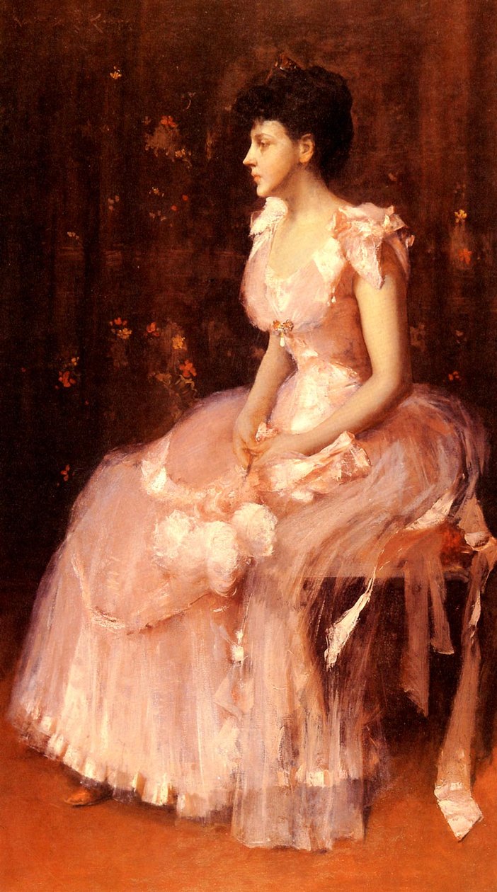  Portrait Of A Lady In Pinkn av William Merritt Chase