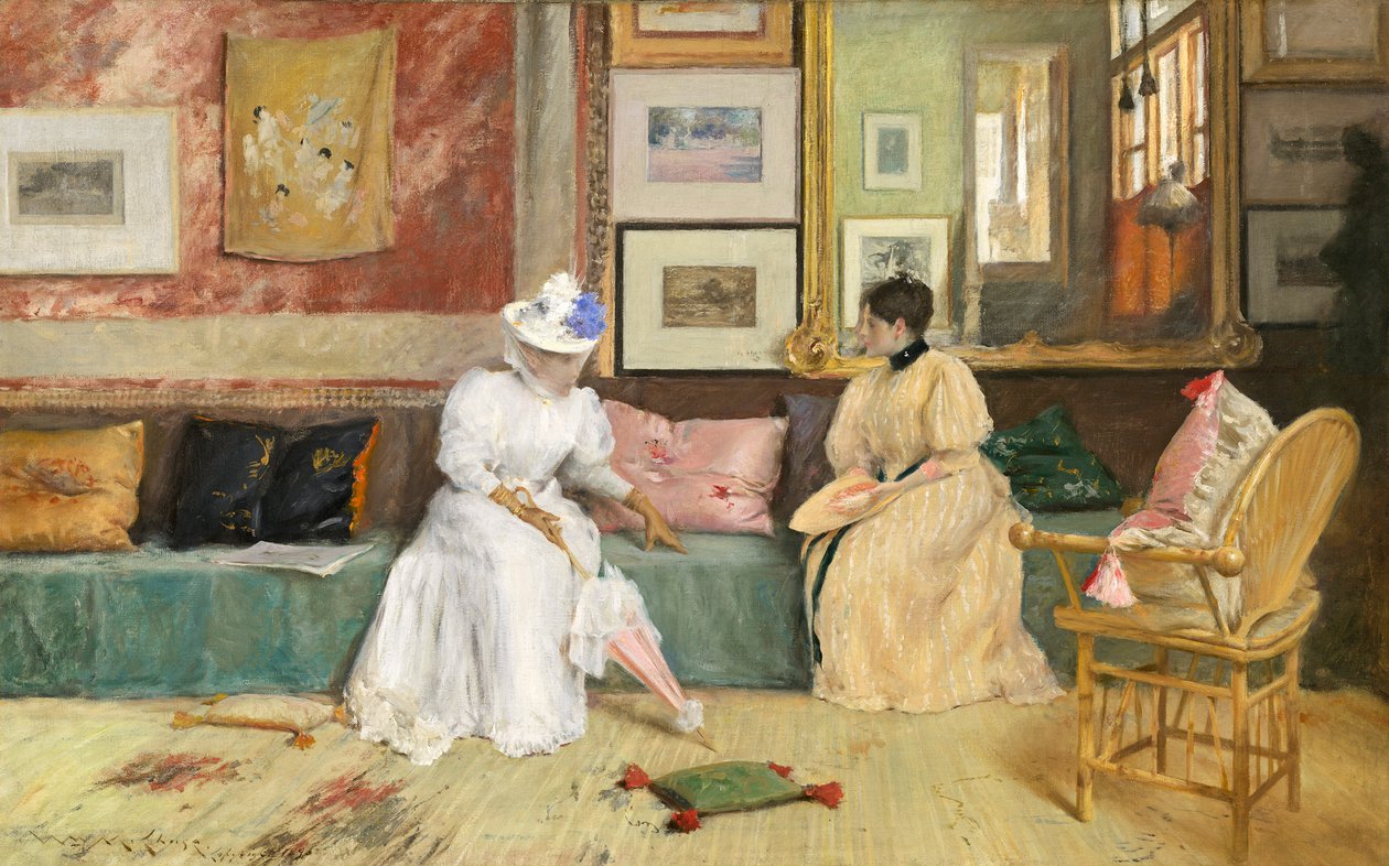 Ett vänligt samtal, 1895 av William Merritt Chase