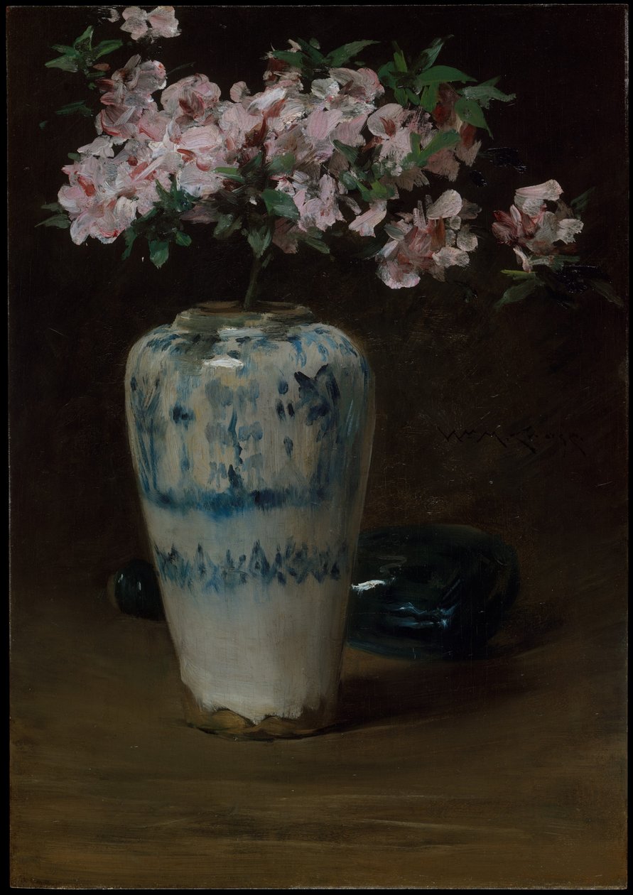 Rosa Azalea, kinesisk vas, ca 1880-90 av William Merritt Chase