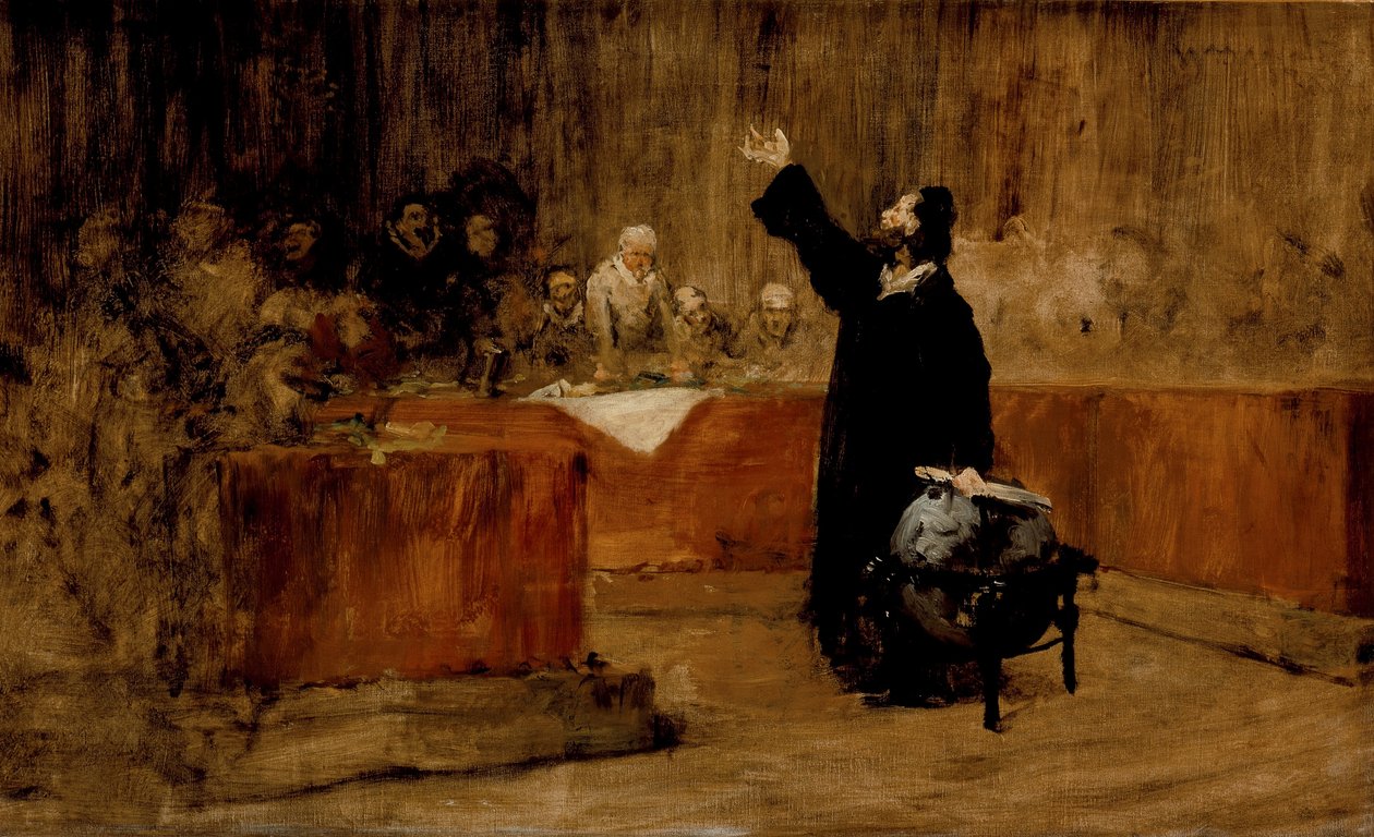 Skiss för Columbus inför rådet i Salamanca, c.1876 av William Merritt Chase