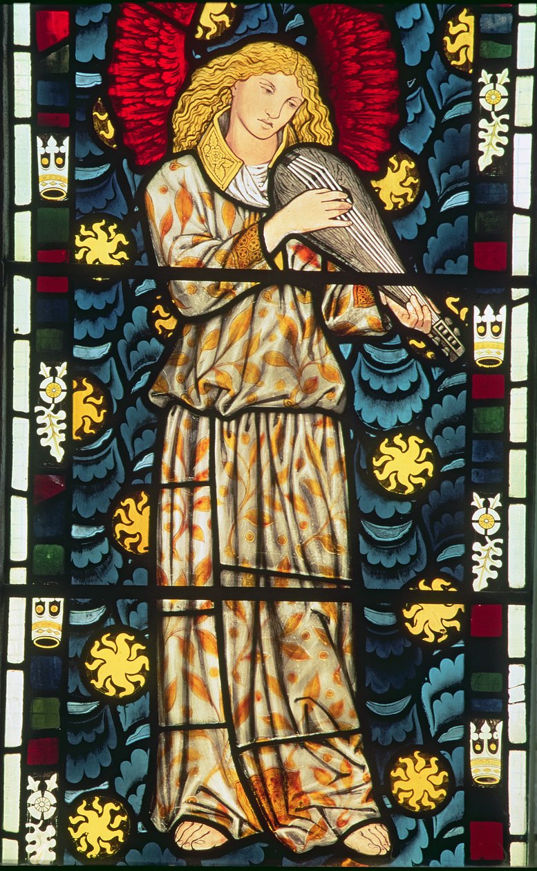 Ängel med en rebec, 1869 (glasmålning) (se även 54923 och 77951) av William Morris