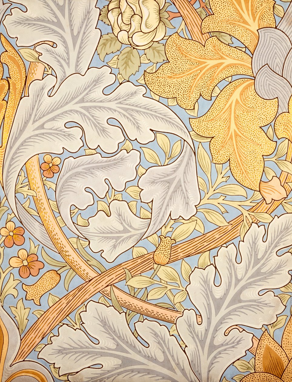 St James Wallpaper Design, 1881 (träblock i färg på papper) av William Morris