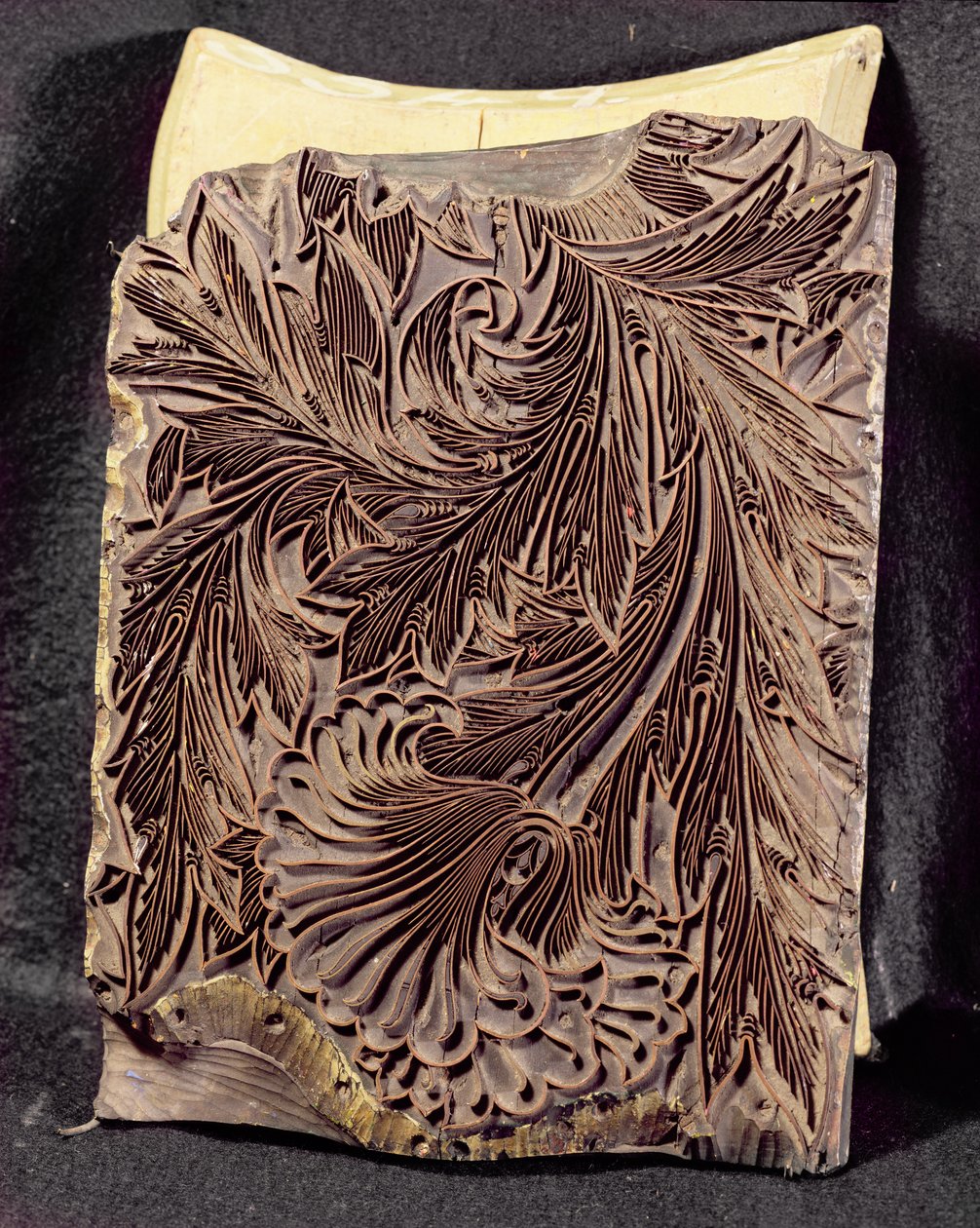 Tulpandesign tryckblock, 1875 (snidat trä) av William Morris