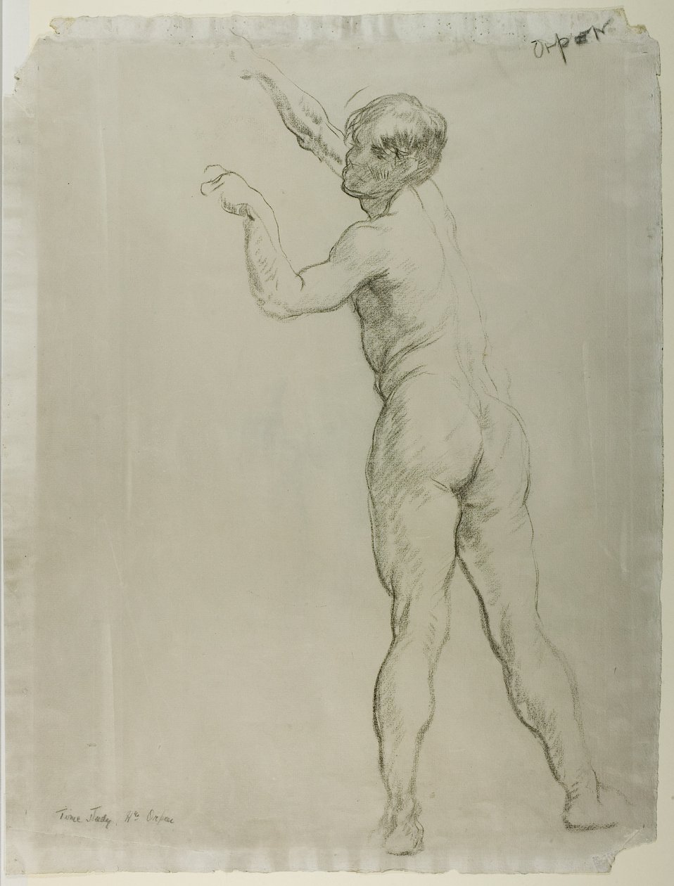 Naken man stående (krita på papper) av William Orpen