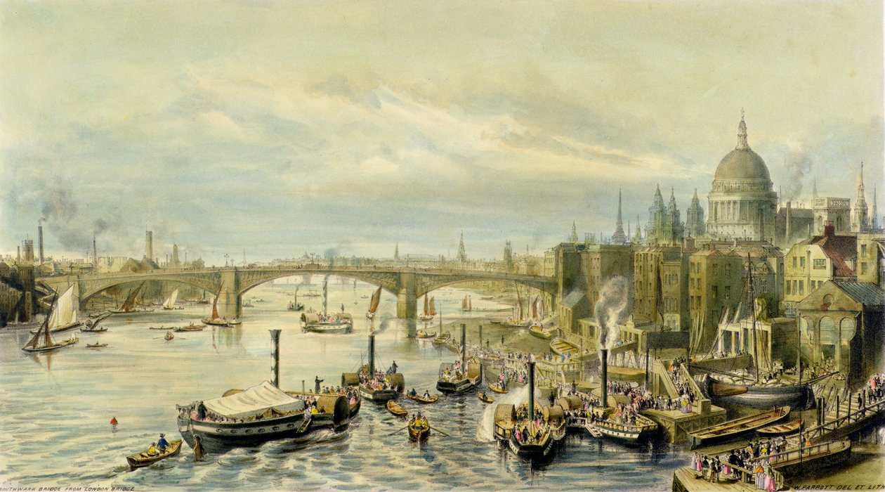 Southwark Bridge från London Bridge av William Parrott