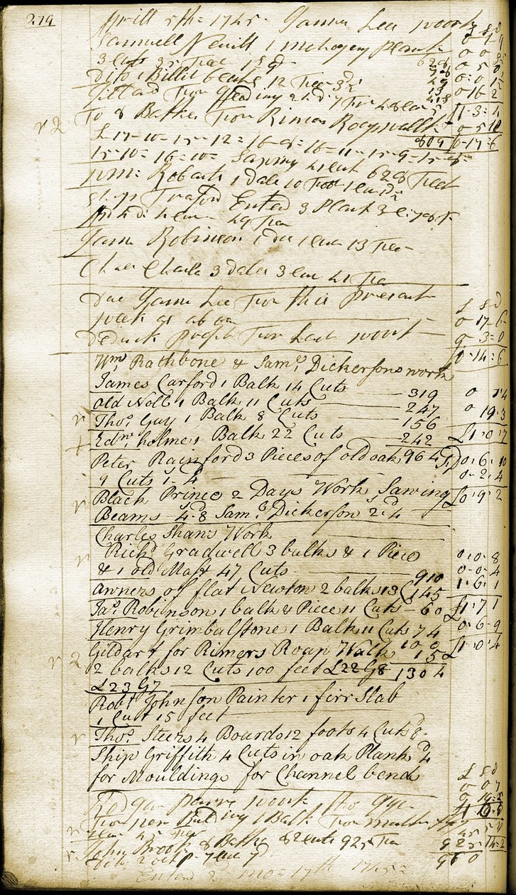 Sida 279, från Rathbones anteckningsbok, 1742 (bläck på papper) av William Rathbone II