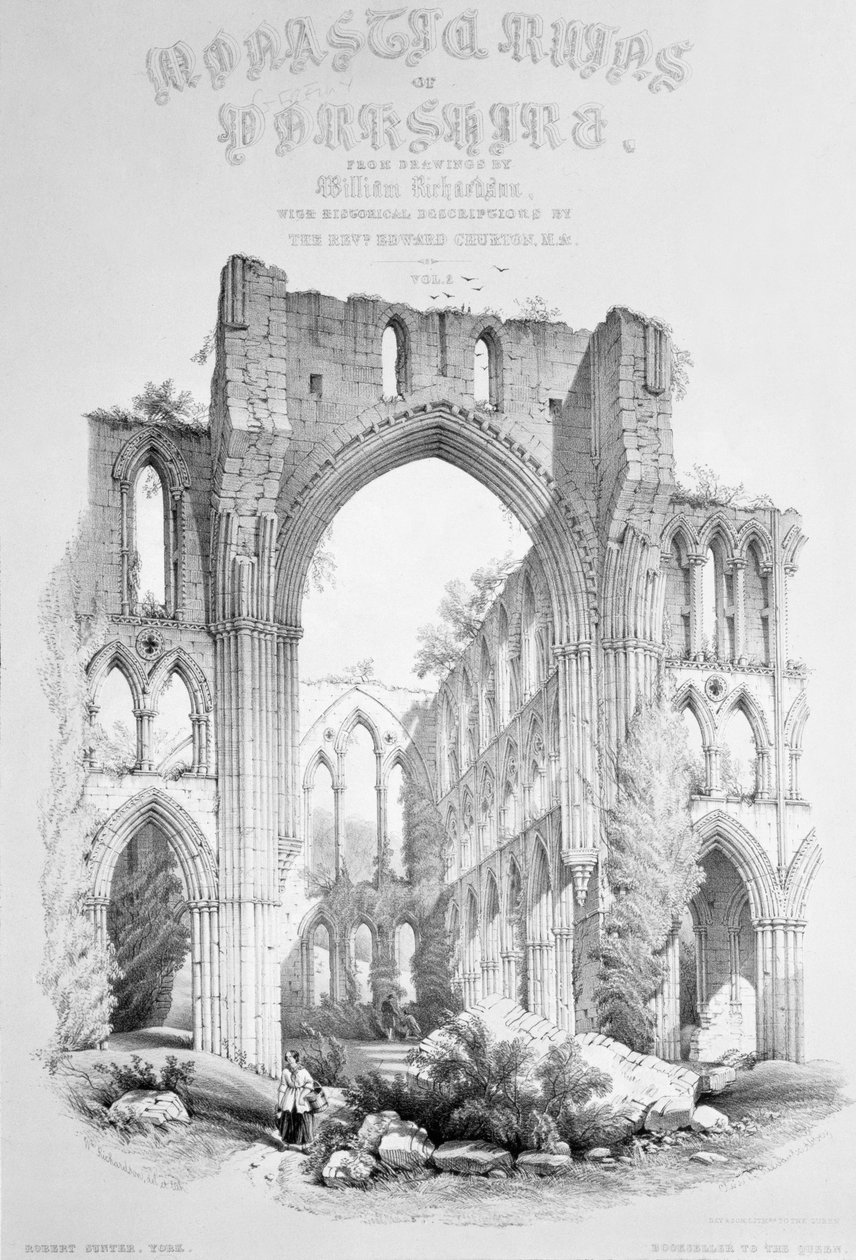 Rievaulx Abbey, från titelsidan för "Monastic Ruins of Yorkshire" av William Richardson