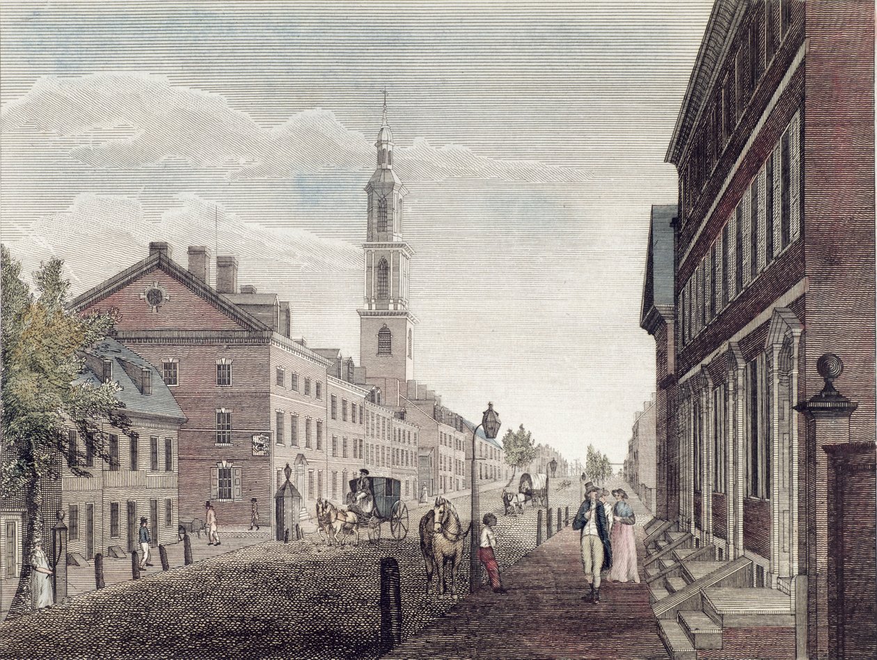 En av "Views of Philadelphia", 1799 av William Russell Birch