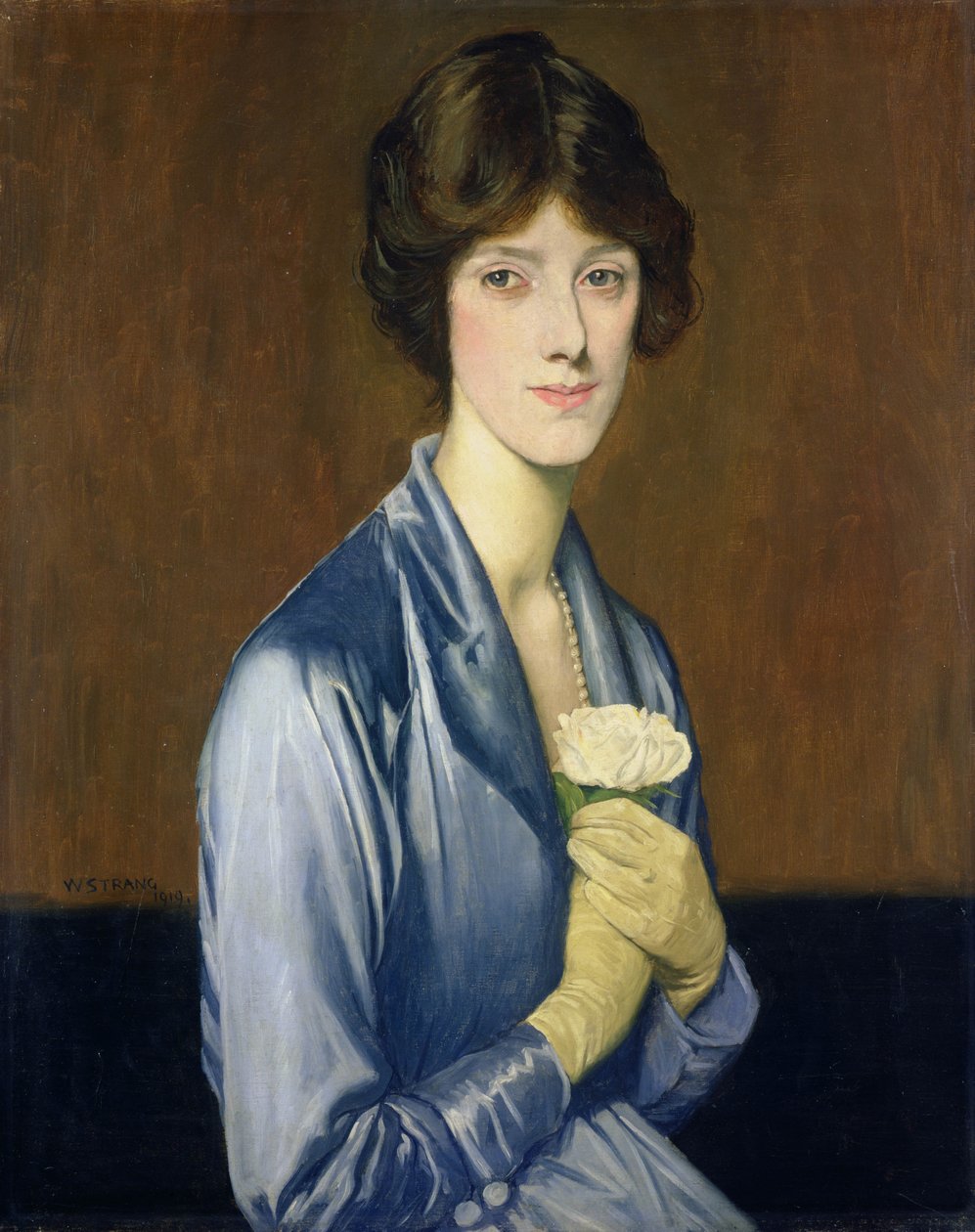 Den vita rosen (Porträtt av en dam), 1919 av William Strang