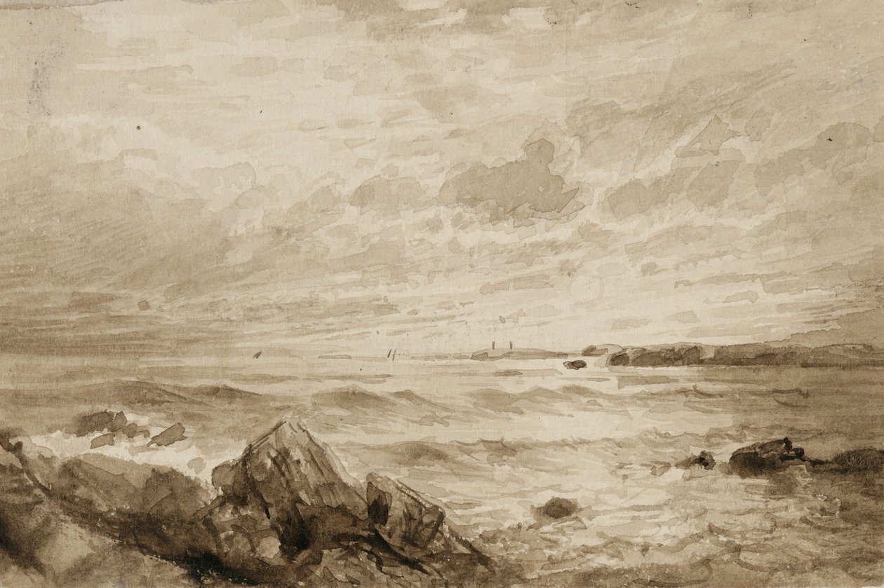 Rocks and Sea (vask på papir) sved av William Trost Richards