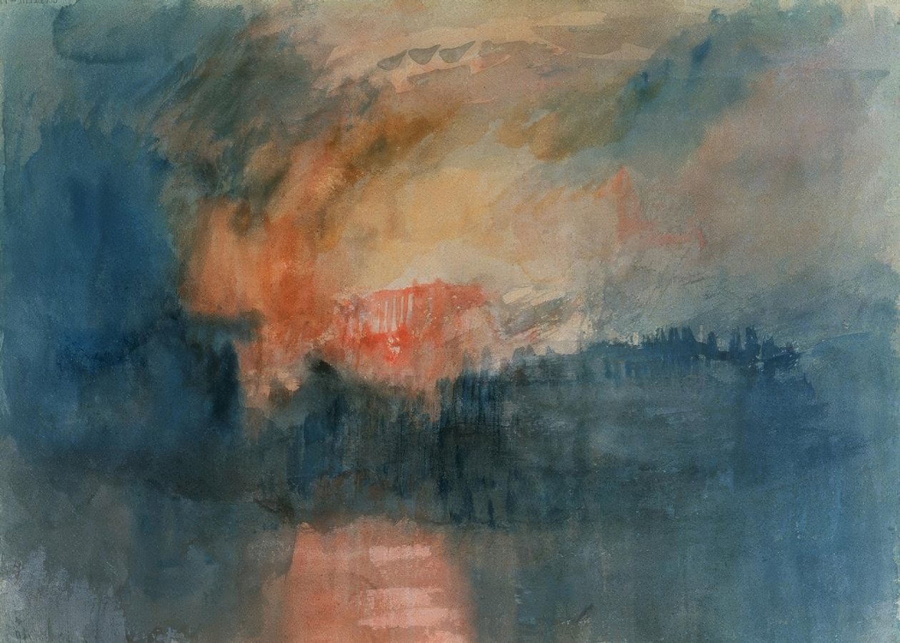 BRAND I PARLAMENTETS HUS DEN 16/10/1834 - 1835 - O / L - 23,3X32,5 - ENGELSK ROMANTIK. Künstler: JOSEPH MALLORD WILLIAM TURNER. Lage: TATE GALLERY, ENGLAND av Joseph Mallord William Turner