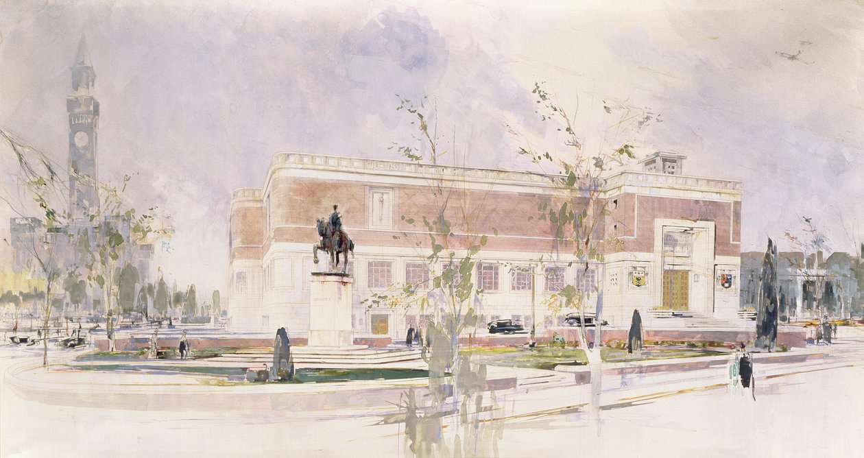 The Barber Institute of Fine Arts (wc och kroppsfärg på papper) av William Walcot