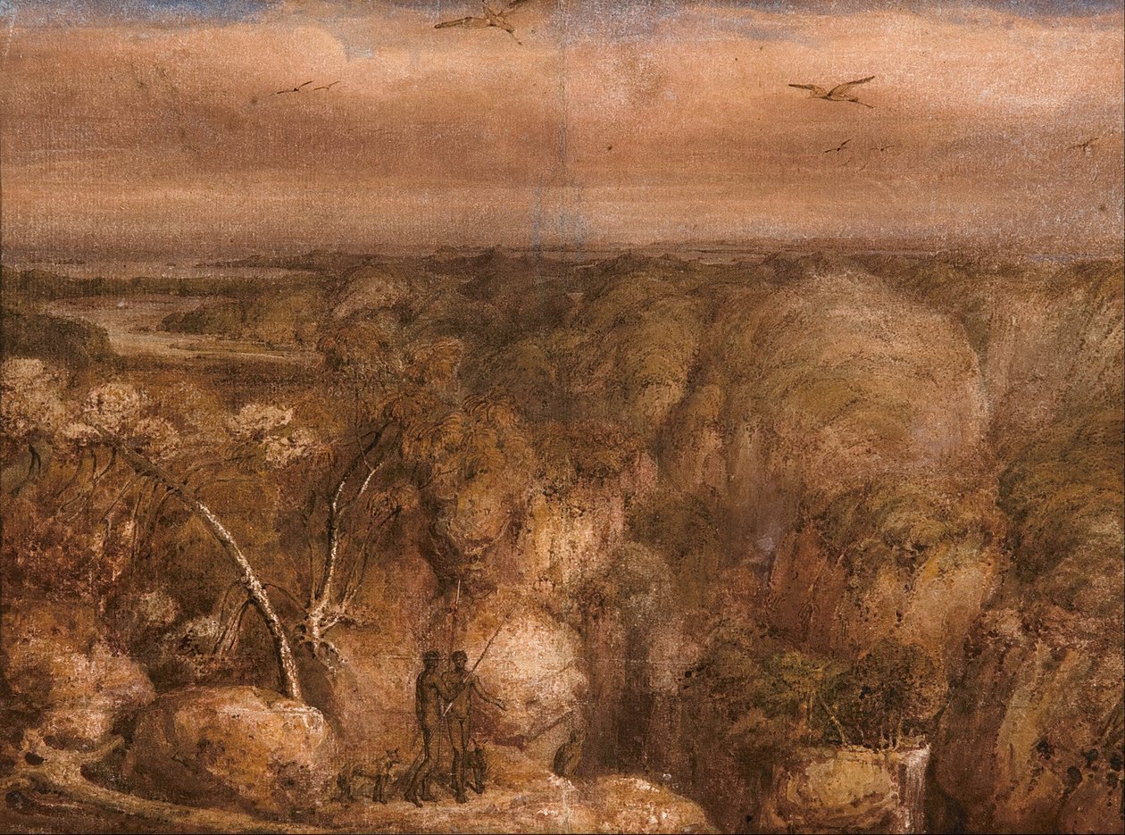 A distant view of Port Bowen, from Mount Westall av William Westall