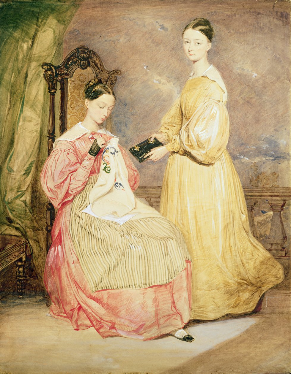 Porträtt av Florence Nightingale (1820-1910) och hennes syster, Frances Partenope (d.1890) Lady Verney, 19:e av William White