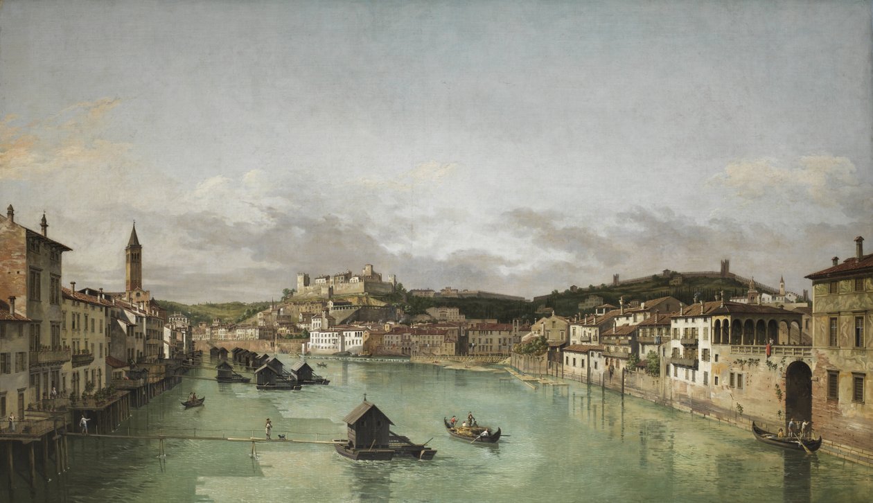 Vy över Verona (efter Bernardo Bellotto) c.1760-70 av William Marlow